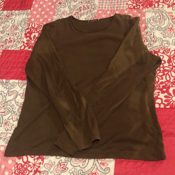 Grey and Brown long sleeve solid tee - Picture 1 of 3